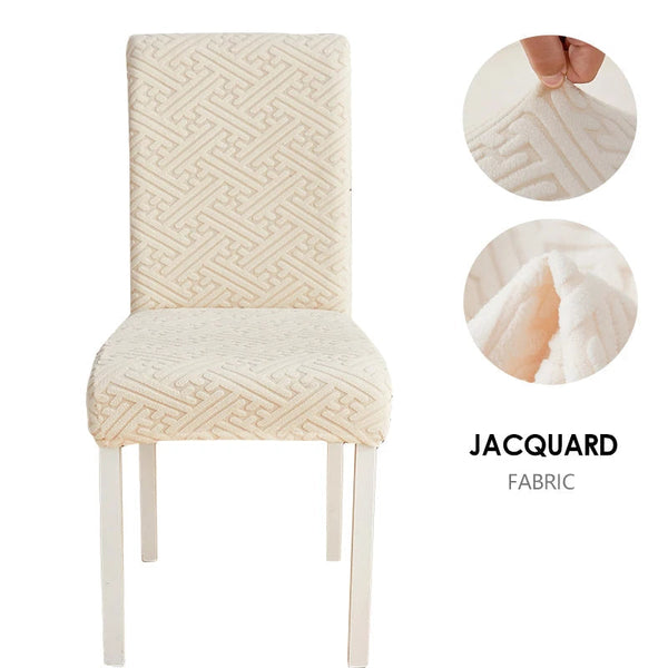 Slipcovers Chair Cover Beige Puzzle Design Anti Dirt Elastic Material For Dining Room Kitchen