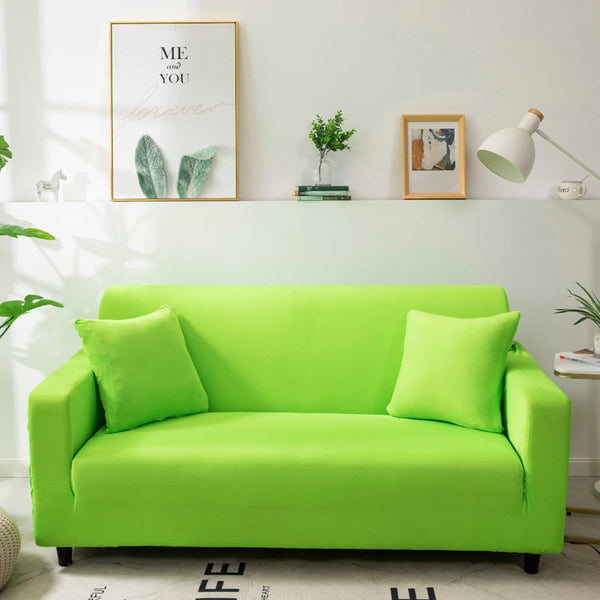 Slipcovers 4 Seater Sofa Cover Plain Apple Green Elastic Stretchable Slipcover For Living Room