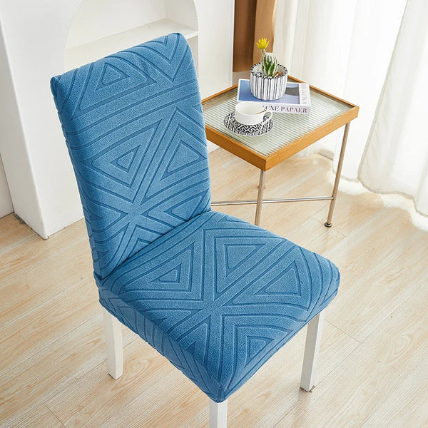 Slipcovers Chair Cover Blue Triangular Design Elastic Material For Dining Room Kitchen