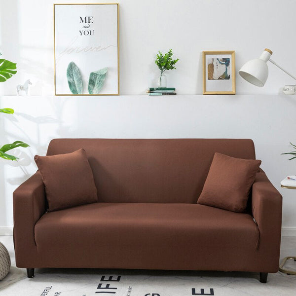 Slipcovers 3 Seater Sofa Cover Plain Light Coffee Elastic Stretchable Slipcover For Living Room