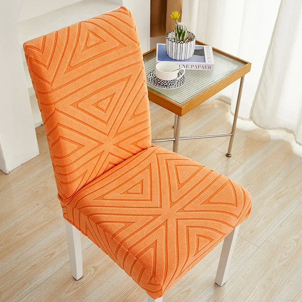 Slipcovers Chair Cover Orange Triangular Design Elastic Material For Dining Room