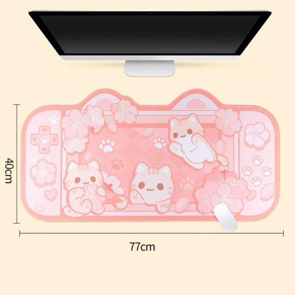 Desk Mats Mouse Pad Pink Cat Kawaii Gaming Mat Bunny Desk Rubber Protector For Computers