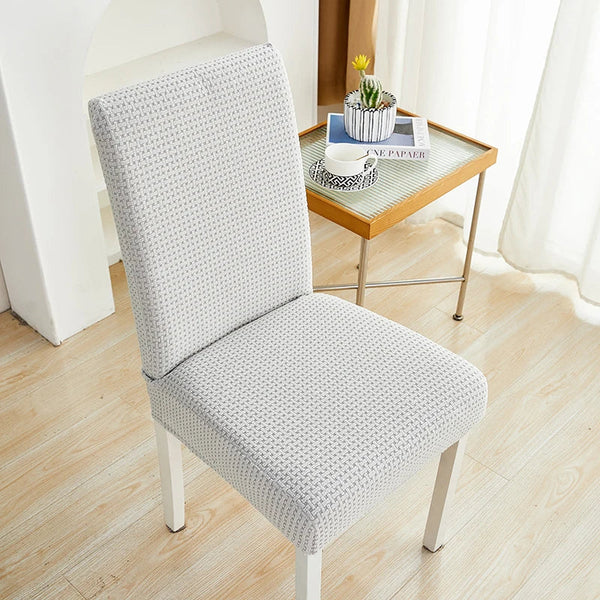 Slipcovers Chair Cover Light Grey Micro Knitted Design Elastic Material For Dining Room Kitchen