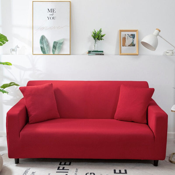 Slipcovers 2 Seater Sofa Cover Plain Red Style Protection For Living Room Chair Slipcover