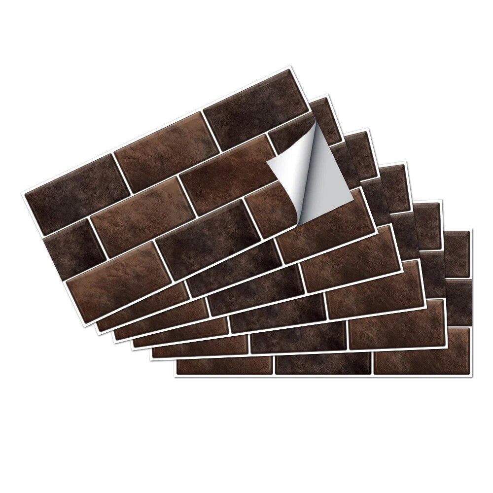 Wall Stickers Wallpaper Choco Brown 6 Pieces Waterproof Self Adhesive Removable Stickers