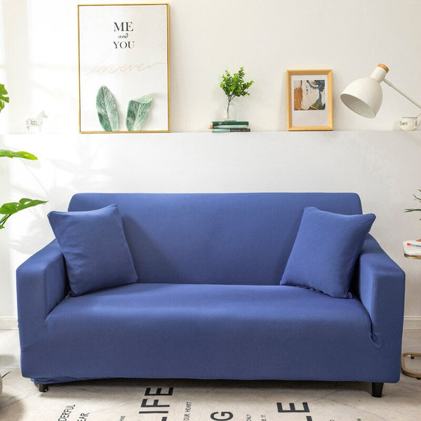 Slipcovers 2 Seater Sofa Cover Plain Royal Blue Elastic Stretchable Slipcover For Living Room