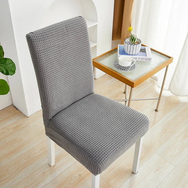 Slipcovers Dark Grey Micro Knitted Chair Cover For Dining Room Kitchen Wedding Hotel Banquet