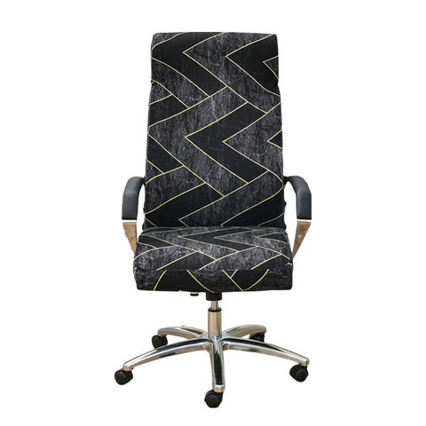 Chair Covers Office Chair Cover Black Dark Gray Pattern Medium Non Slip Rotating Seat Case Universal Armrest Protector Covers