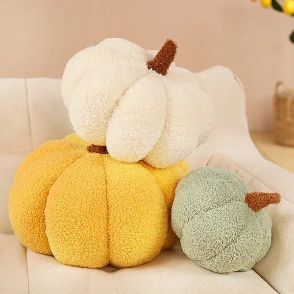 Cushions & Decorative Pillows Yellow Lamb Fleece Pumpkin Plush Throw Pillow For Living Room Bedroom 35Cm