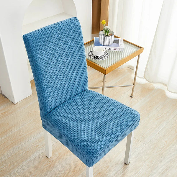 Slipcovers Chair Cover Blue Micro Knitted Design Elastic Material For Dining Room Kitchen