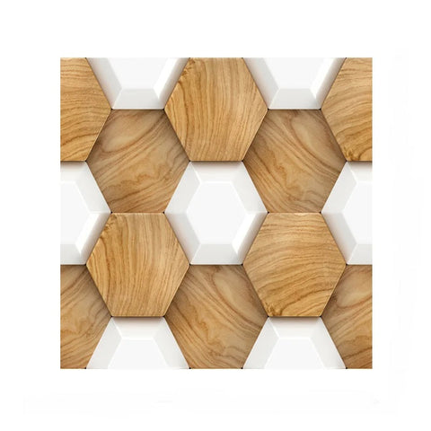 Wall Stickers 10Pcs Vinyl Tile Self Adhesive Honeycomb Wood Pattern Waterproof