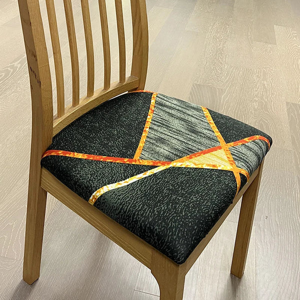 Slipcovers Chair Cover Black Orange Linear Criss Cross Design Stretch Seat For Home Dining Kitchen