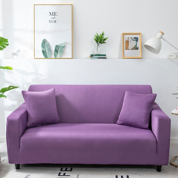 Slipcovers 2 Seater Sofa Cover Plain Purple Style Protection For Living Room Chair Slipcover