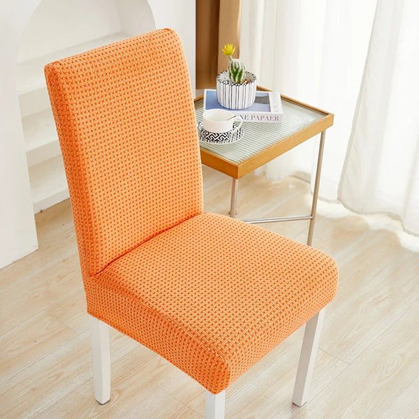 Slipcovers Chair Cover Orange Micro Knitted Design Elastic Material For Dining Room