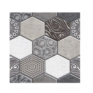 Wall Stickers 10 Pieces Vinyl Tile Self Adhesive Grey Honeycomb Art Pattern Waterproof