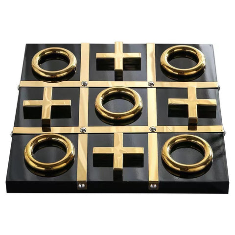 Sculptures & Figurines Tic Tac Toe Xo Board Gold And Black Tabletop Home Decor Sculptures Figurines