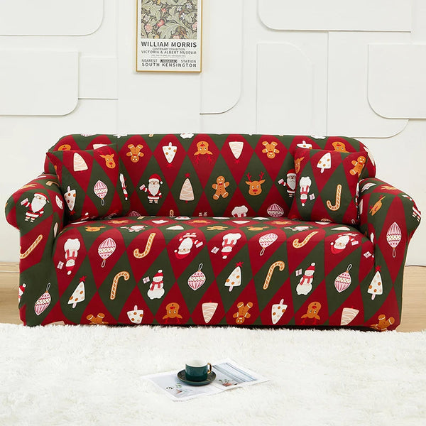 Slipcovers Sofa Cover Green Red Christmas Diamond Pattern Non Slip Stretchable Slipcover