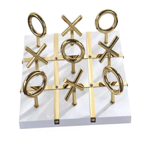 Sculptures & Figurines Gold And White Metal Xo Board Tabletop Home Decor Sculptures Figurines