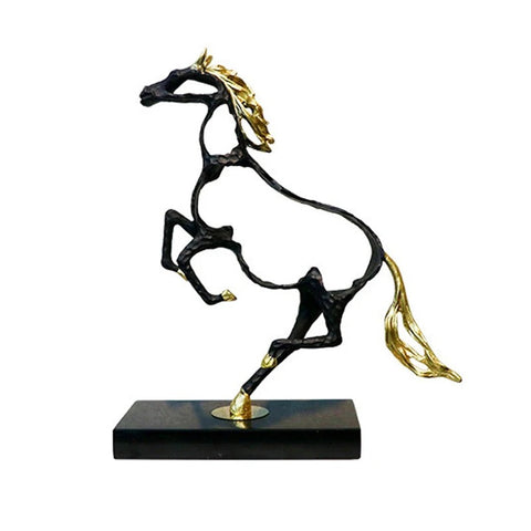 Sculptures & Figurines 38Cm Metal Weaving Hollow Gold Horse Statue Tabletop Home Decor Sculptures Figurines