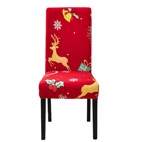 Slipcovers Chair Cover Red Gold Big Deer Design Anti Dirt Elastic Material Dining Room Kitchen