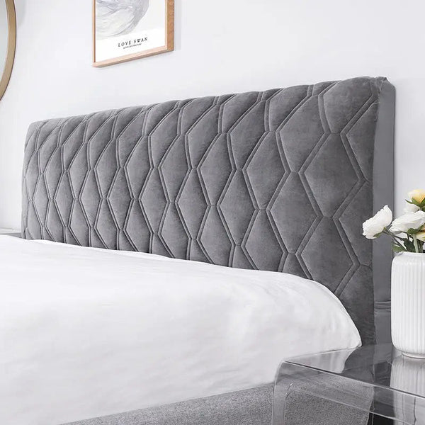 Headboards & Footboards Dark Gray Zigzag Pattern Quilted Velvet Bed Headboard Cover 170X70 Centimetre