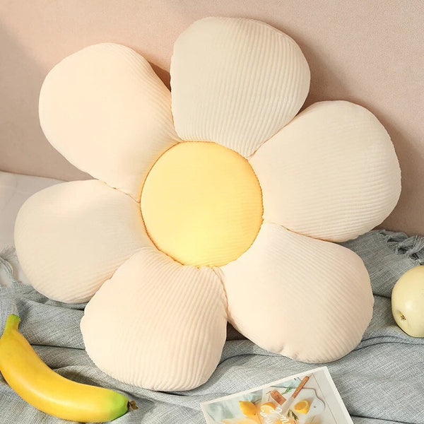 Cushions & Decorative Pillows Plush Pillow White Yellow Flower Shape Stuffed Soft Seat Cushion Decor