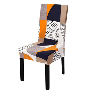 Slipcovers Chair Cover Orange Pattern Lines Design Anti Dirt Elastic Material For Dining Room Kitchen Wedding Hotel Banquet Restaurant