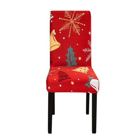 Slipcovers Chair Cover Red Christmas Bells Trees Design For Dining Room Kitchen Banquet