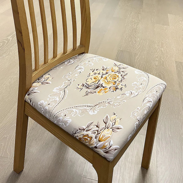 Slipcovers Chair Cover Beige Floral Print Stretch Seat For Home Dinning Kitchen