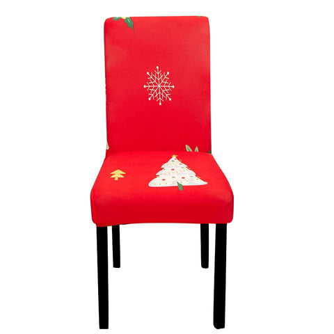 Slipcovers Chair Cover Bright Red White Christmas Tree Design Anti Dirt Elastic