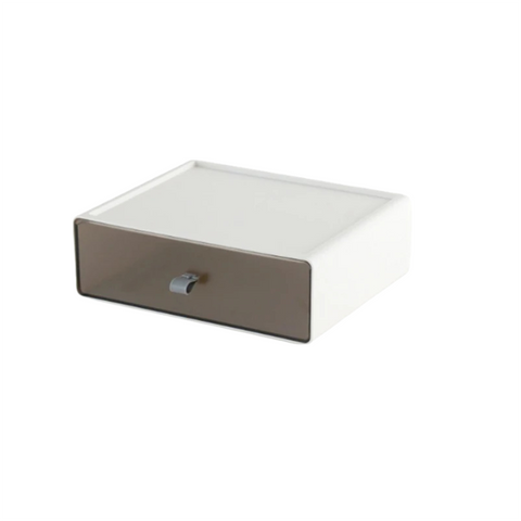 Storage Boxes Storage Box White Brown Desktop Stackable One Grid Drawer Office Organizer