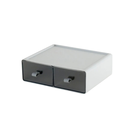 Storage Boxes Storage Box White Gray Desktop Stackable Two Grids Drawer Office Stationery Organizer