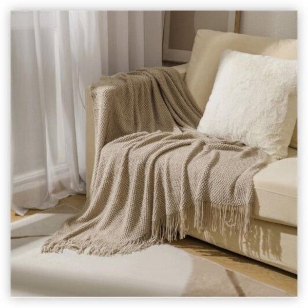 Blankets 127 By 172 Centimetre Khaki Blanket Home Decorative Thickened Knitted Waffle Throw