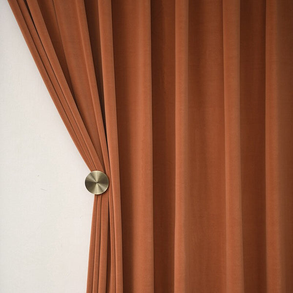 Curtains & Drapes 100Cm Orange High Quality Modern Velvet Blackout Curtains For Living Room Bedroom Dining