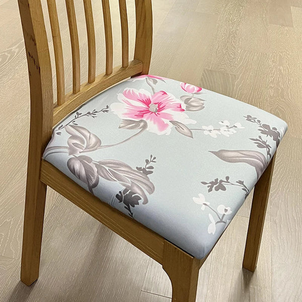 Slipcovers Chair Cover Light Blue Pink Flower Print Stretch Seat For Home Dinning Kitchen