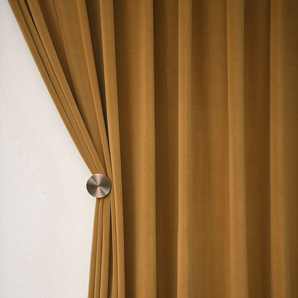 Curtains & Drapes 200Cm Mustard High Quality Modern Velvet Blackout Curtains For Living Room Bedroom Dining Window Drape