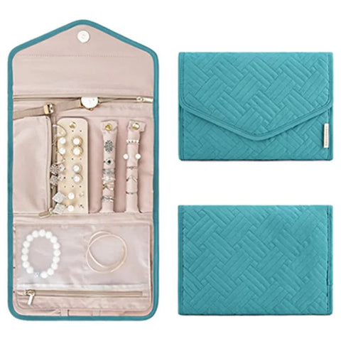 Jewellery Holders & Organisers Jewelry Foldable Case Blue Small Portable For Journey Earrings Rings And Brooches Storage Bag