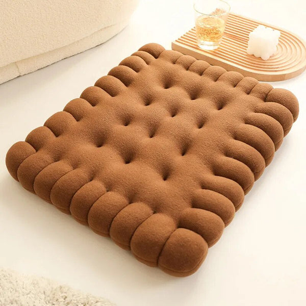 Cushions & Decorative Pillows Plush Dark Brown Square Biscuit Shape Stuffed Soft Pillow Cushion Decor