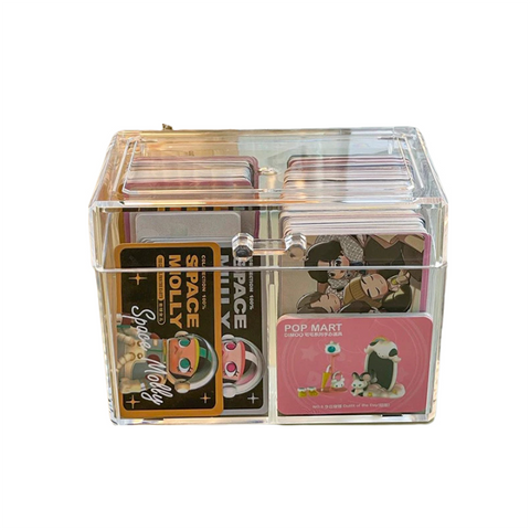 Storage Boxes Storage Box Transparent 2 Compartment Acrylic Organiser For Business Cards And Stickers