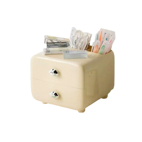 Storage Boxes Beige Mini Desktop Organizer Storage Box With Pen Holder For Home And Office Use