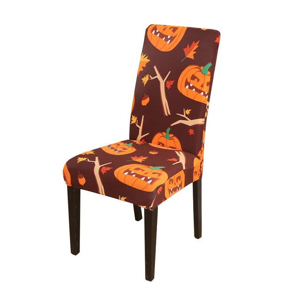 Slipcovers Chair Cover Orange Pumpkin Twig Design Anti Dirt Elastic Material