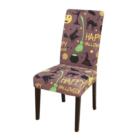 Slipcovers Chair Cover Halloween Icons Design Anti Dirt Elastic Material Dining Room Kitchen