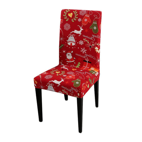 Slipcovers Chair Cover Red Full Christmas Design Elastic Material For Dining Room