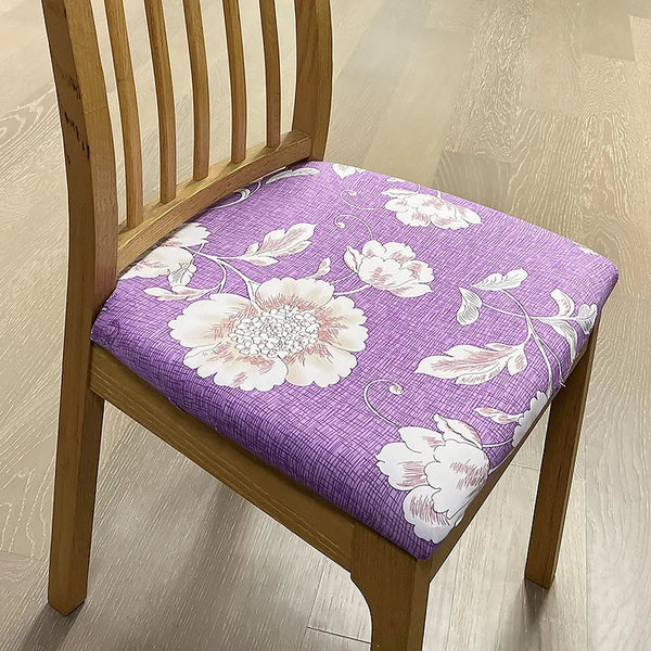 Slipcovers Chair Cover Purple Floral Pattern Print Stretch Seat For Home Dining Kitchen Washable Removable