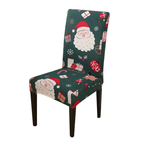 Slipcovers Chair Cover Green Big Santa Head Design Anti Dirt Elastic For Dining Room Kitchen