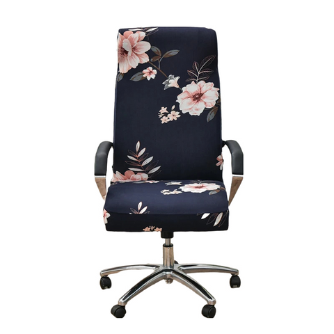 Chair Covers Office Chair Cover Black Floral Large Non Slip Rotating Seat Case Universal Armrest Protector For Business Use