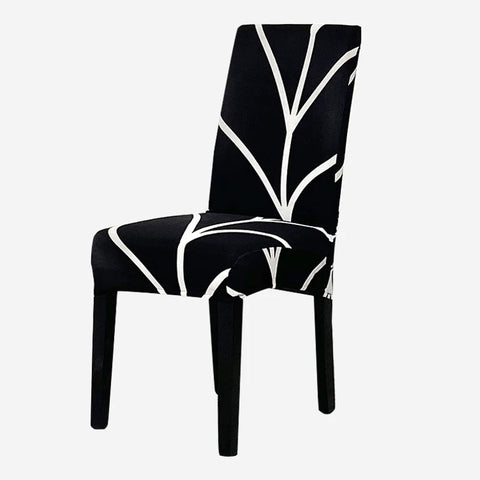 Slipcovers Chair Cover Black Linear Design Anti Dirt Elastic Material For Dining Room Kitchen