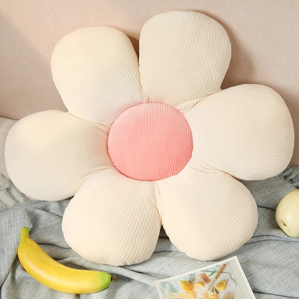 Cushions & Decorative Pillows Plush Pillow White Pink Flower Shape Stuffed Soft Seat Cushion Decor 50 55Cm