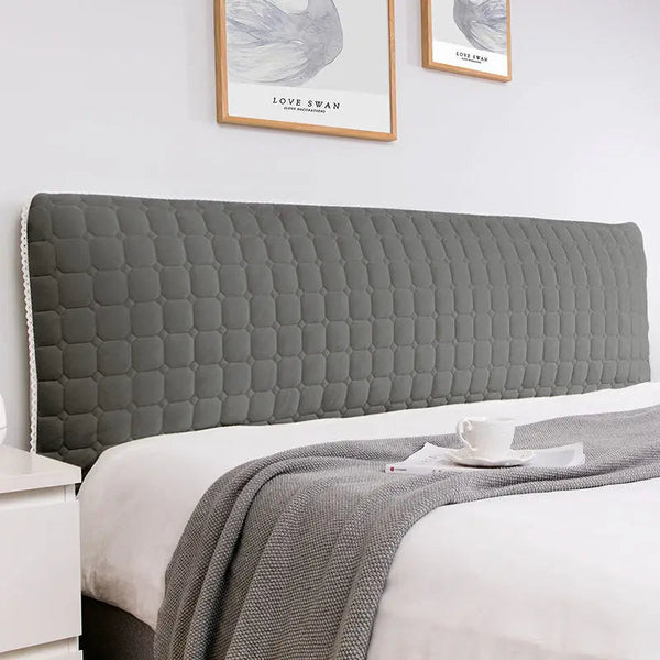 Headboards & Footboards Dark Gray Cube Pattern Quilted Velvet Bed Headboard Cover 130X70cm