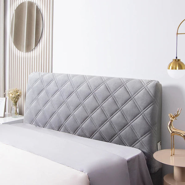 Headboards & Footboards Dark Gray Criss Cross Pattern Velvet Bed Headboard Cover 100X70cm